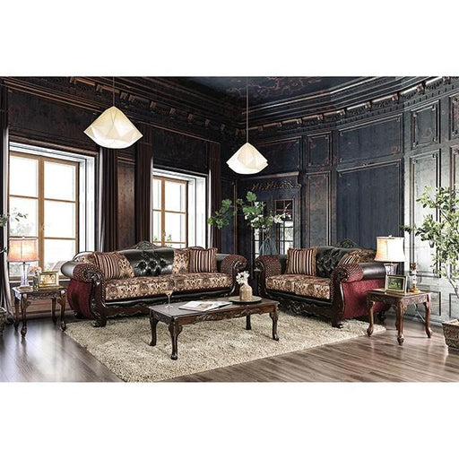 Quirino Burgundy/Dark Brown Sofa - Furniture Stars (Chicago, IL)