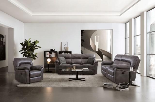 JOSIAS Loveseat, Dark Gray Leatherette - Furniture Stars (Chicago, IL)