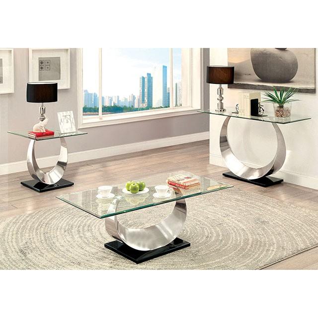 ORLA II Satin Plated/Black End Table - Furniture Stars (Chicago, IL)