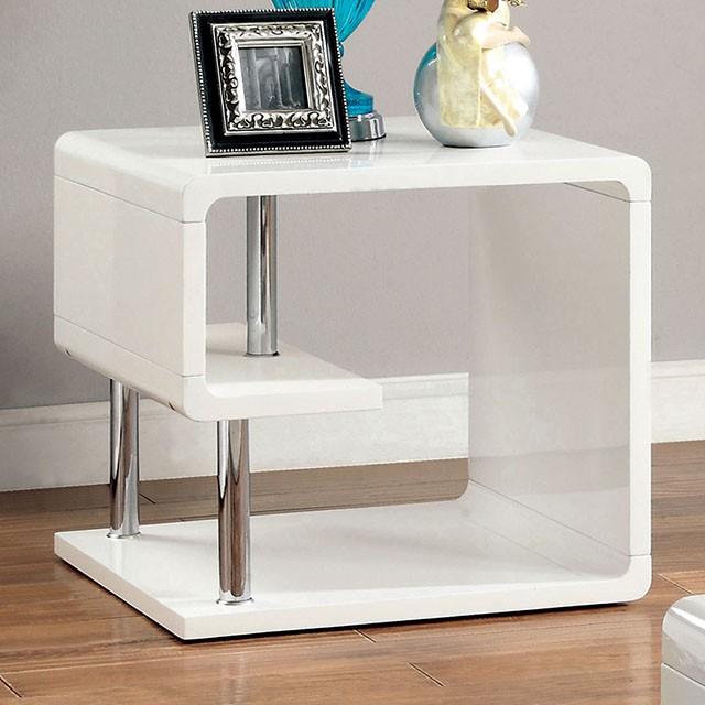 Ninove I White/Chrome End Table - Furniture Stars (Chicago, IL)