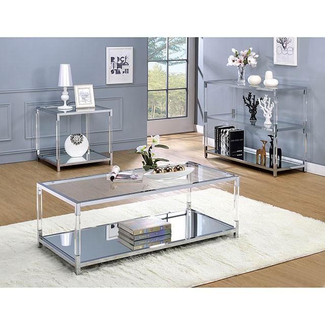 Ludvig Chrome/Clear Sofa Table - Furniture Stars (Chicago, IL)