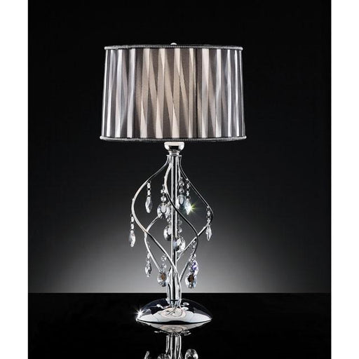 Arya Black/Chrome Table Lamp, Hanging Crystal - Furniture Stars (Chicago, IL)