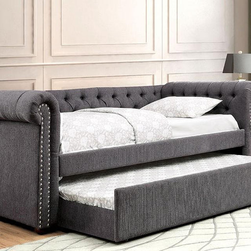 LEANNA Gray Daybed w/ Trundle, Gray - Furniture Stars (Chicago, IL)