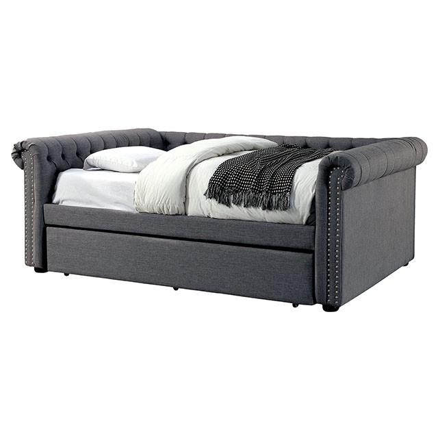 LEANNA Gray Daybed w/ Trundle, Gray - Furniture Stars (Chicago, IL)