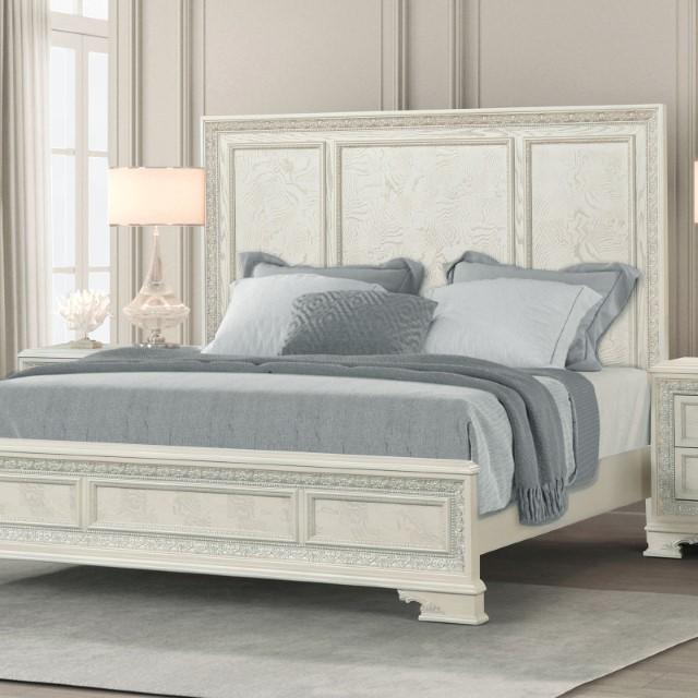 Stella Mia E.King & Queen Bed White & White - Furniture Stars (Chicago, IL)