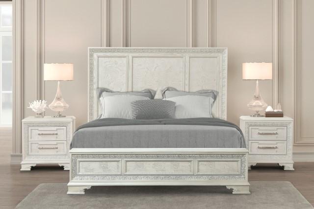 Stella Mia E.King & Queen Bed White & White - Furniture Stars (Chicago, IL)