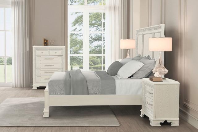 Stella Mia E.King & Queen Bed White & White - Furniture Stars (Chicago, IL)