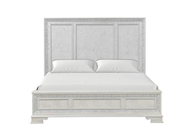 Stella Mia E.King & Queen Bed White & White - Furniture Stars (Chicago, IL)