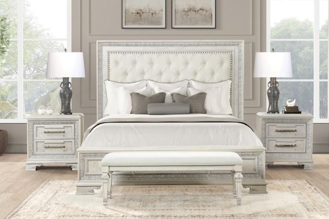 Stella Mia E.King & Queen Bed White & White - Furniture Stars (Chicago, IL)
