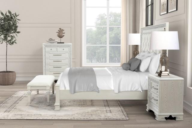 Stella Mia E.King & Queen Bed White & White - Furniture Stars (Chicago, IL)