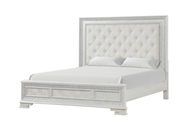 Stella Mia E.King & Queen Bed White & White - Furniture Stars (Chicago, IL)
