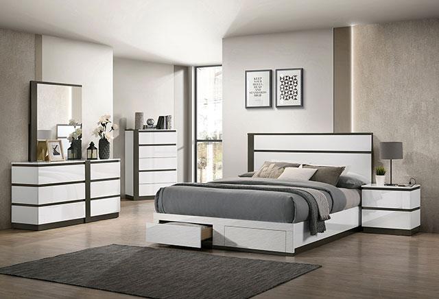 BIRSFELDEN Queen Bed w/ Drawers, White - Furniture Stars (Chicago, IL)