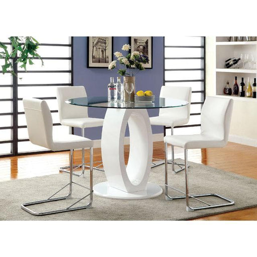 LODIA II White Round Counter Ht. Table - Furniture Stars (Chicago, IL)
