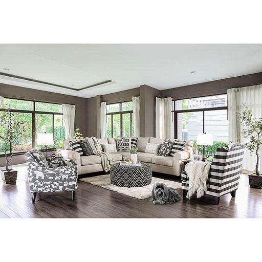 Patricia Ivory/Black Stripe Chair - Furniture Stars (Chicago, IL)