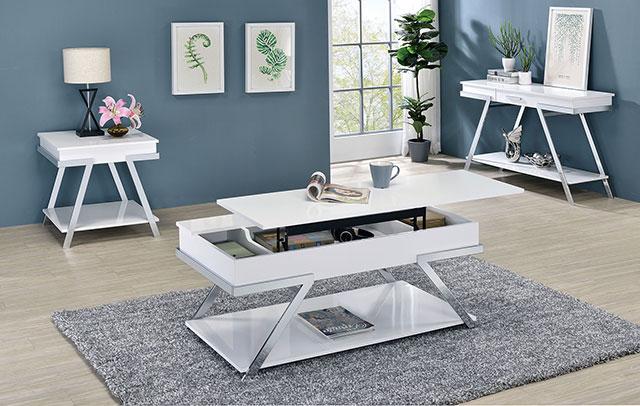 TITUS Sofa Table, White/Chrome - Furniture Stars (Chicago, IL)