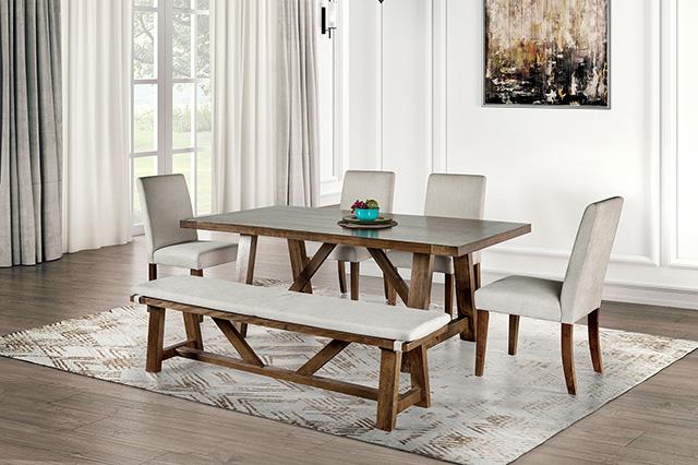 Losone Dining Table Set with Bench Rustic - Furniture Stars (Chicago, IL)