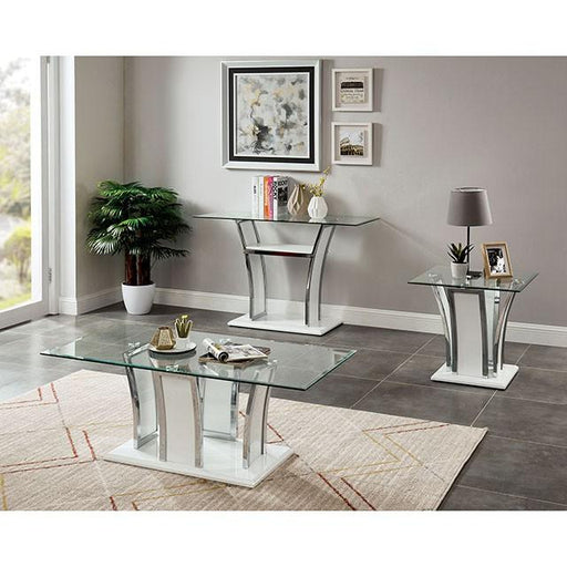 Staten Glossy White/Chrome End Table - Furniture Stars (Chicago, IL)
