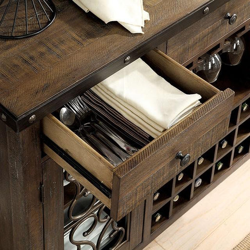 PAULINA Rustic Walnut Server - Furniture Stars (Chicago, IL)