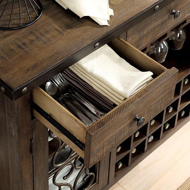 PAULINA Rustic Walnut Server - Furniture Stars (Chicago, IL)