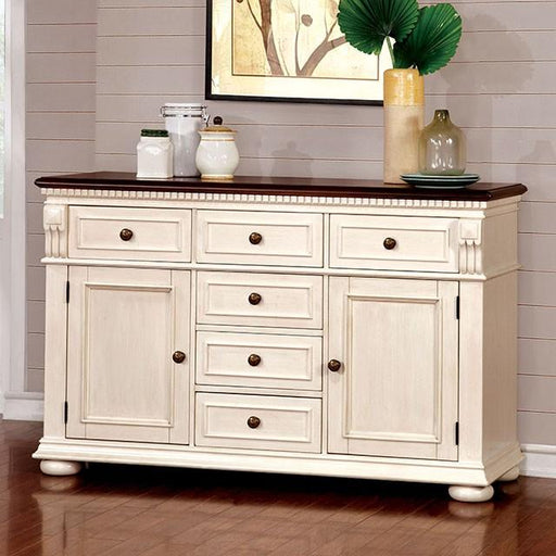 SABRINA Off White/Cherry Server, Cherry & White - Furniture Stars (Chicago, IL)