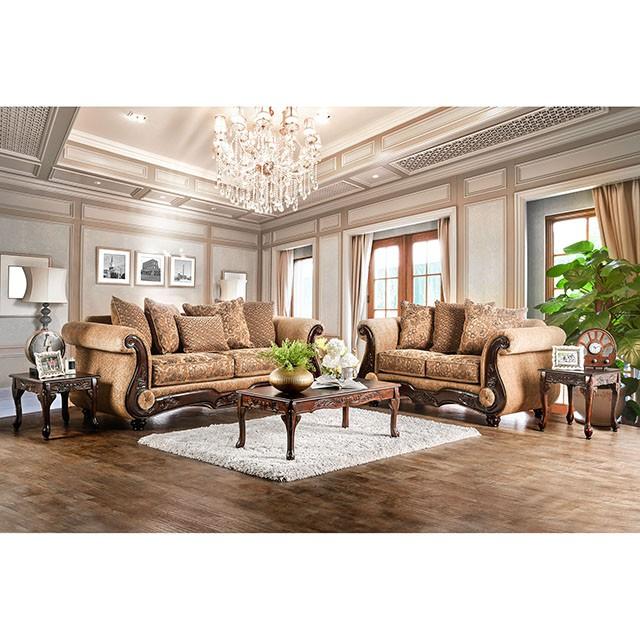 NICANOR Tan/Gold Sofa - Furniture Stars (Chicago, IL)