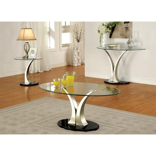VALO Satin Plated/Black Sofa Table - Furniture Stars (Chicago, IL)