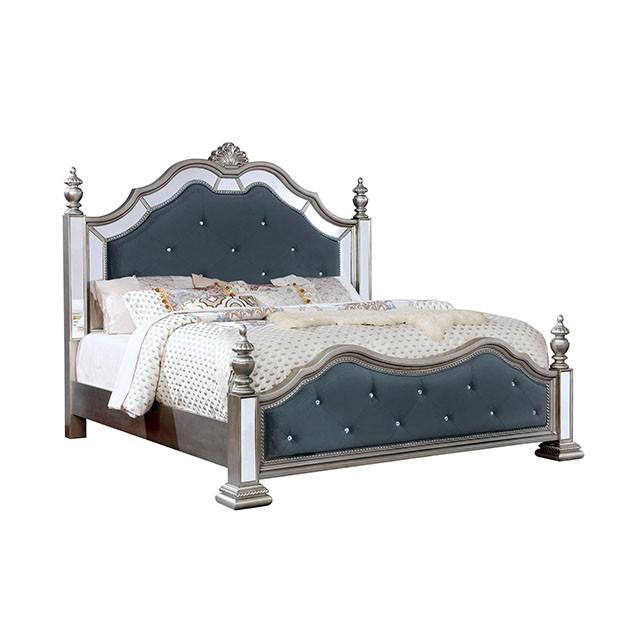 Azha Silver/Gray Cal.King Bed - Furniture Stars (Chicago, IL)