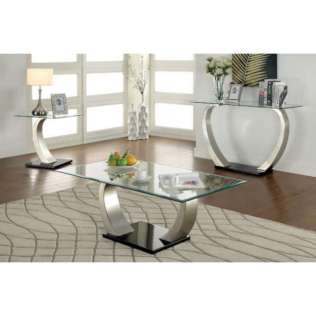 ROXO Satin Plated/Black Sofa Table - Furniture Stars (Chicago, IL)