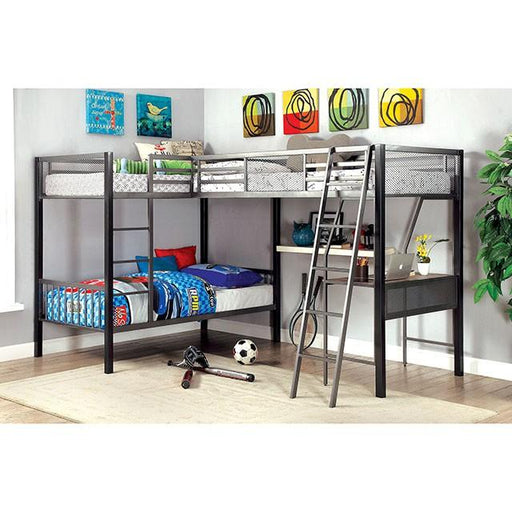 BALLARAT Silver Triple Twin Bunk Bed w/ Desk - Furniture Stars (Chicago, IL)