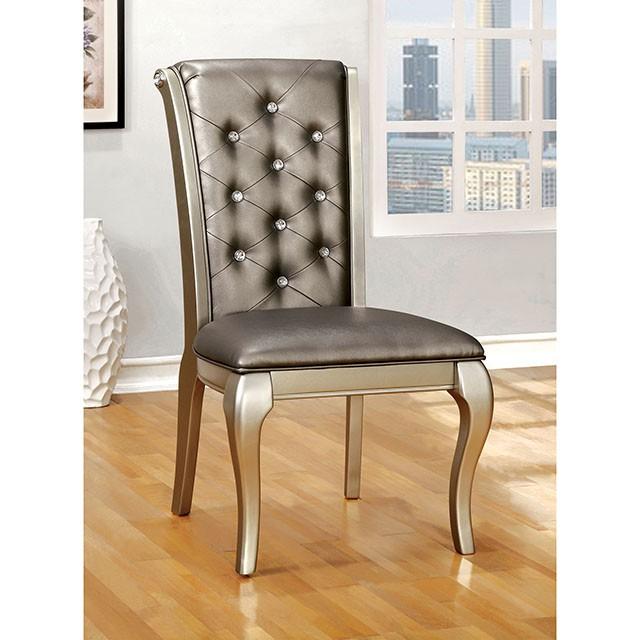 AMINA Champagne Side Chair (2/CTN) - Furniture Stars (Chicago, IL)