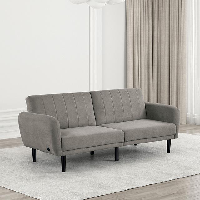Aristide Futon Sofa Grey & Brown - Furniture Stars (Chicago, IL)