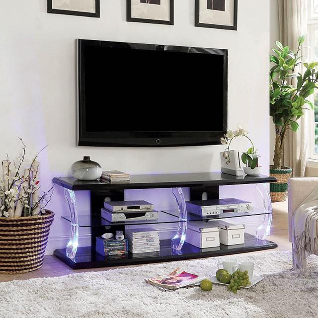 Ernst Black/Clear 60" TV Stand - Furniture Stars (Chicago, IL)