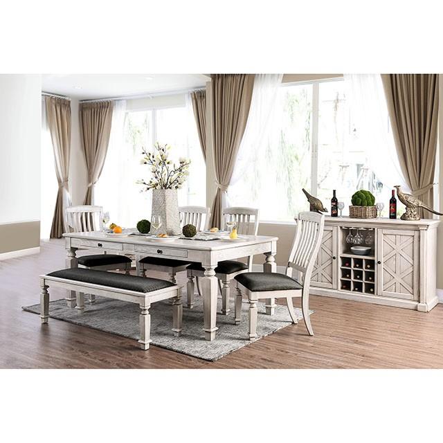 Georgia Antique White/Gray Bench - Furniture Stars (Chicago, IL)