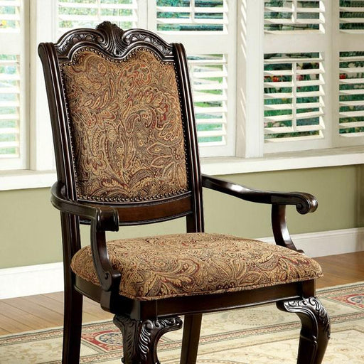 BELLAGIO Brown Cherry/Pattern Fabric Arm Chair (2/CTN) - Furniture Stars (Chicago, IL)