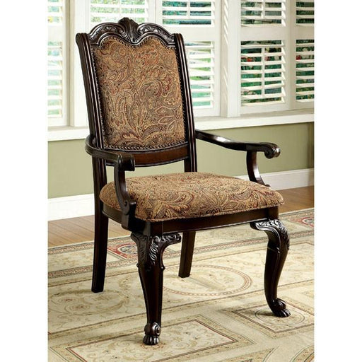 BELLAGIO Brown Cherry/Pattern Fabric Arm Chair (2/CTN) - Furniture Stars (Chicago, IL)