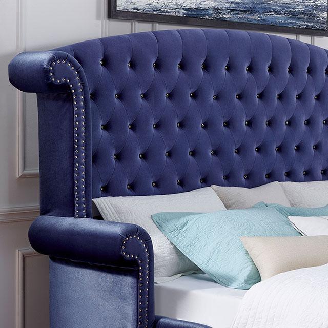 ALZIR E.King Bed, Blue - Furniture Stars (Chicago, IL)