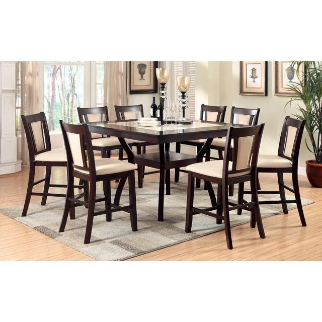 BRENT II Dark Cherry/Ivory Counter Ht. Table w/ Insert - Furniture Stars (Chicago, IL)