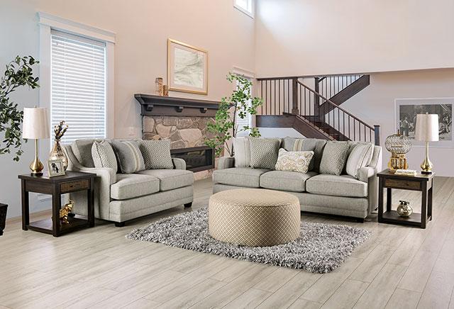 STEPHNEY Loveseat, Gray/Gold - Furniture Stars (Chicago, IL)