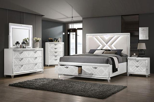EMMELINE Mirror w/ LED Lights, White - Furniture Stars (Chicago, IL)