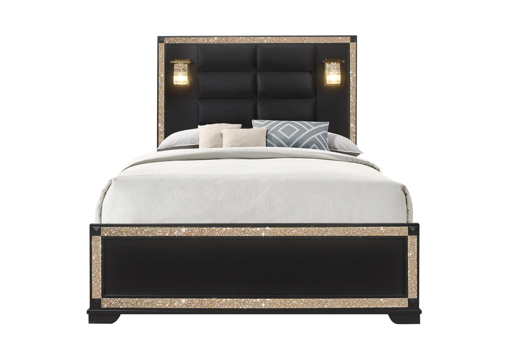 BLAKE BLACK QUEEN BED WITH LAMPS image