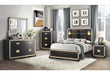 BLAKE BLACK/GOLD QUEEN BED WITH LAMPS, DRESSER, MIRROR, NIGHTSTAND - Furniture Stars (Chicago, IL)