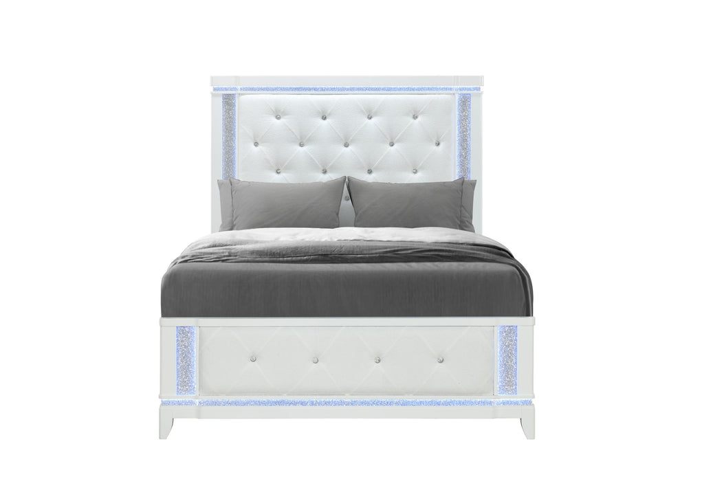 ALINA WHITE QUEEN BED WITH LED - Furniture Stars (Chicago, IL)