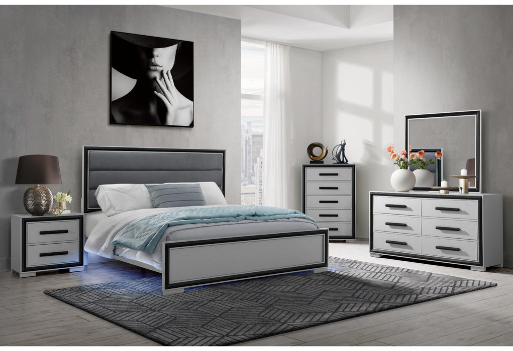 AMELIA GREY BLACK QUEEN BED GROUP W/LED - Furniture Stars (Chicago, IL)