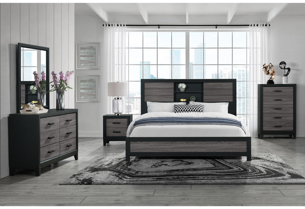 LISBON GREY/BLACK BOOKCASE QUEEN BED GROUP - Furniture Stars (Chicago, IL)