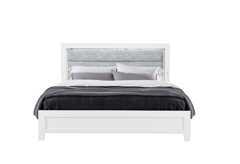 LUCCIA WHITE QUEEN BED WITH LED - Furniture Stars (Chicago, IL)
