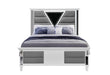 MARCO METALLIC WHITE QUEEN BED WITH LED 3D MIRROR - Furniture Stars (Chicago, IL)