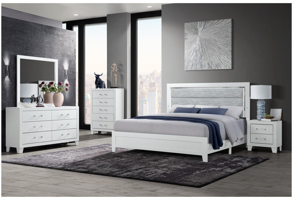 LUCCIA WHITE TWIN BED GROUP WITH LED - Furniture Stars (Chicago, IL)