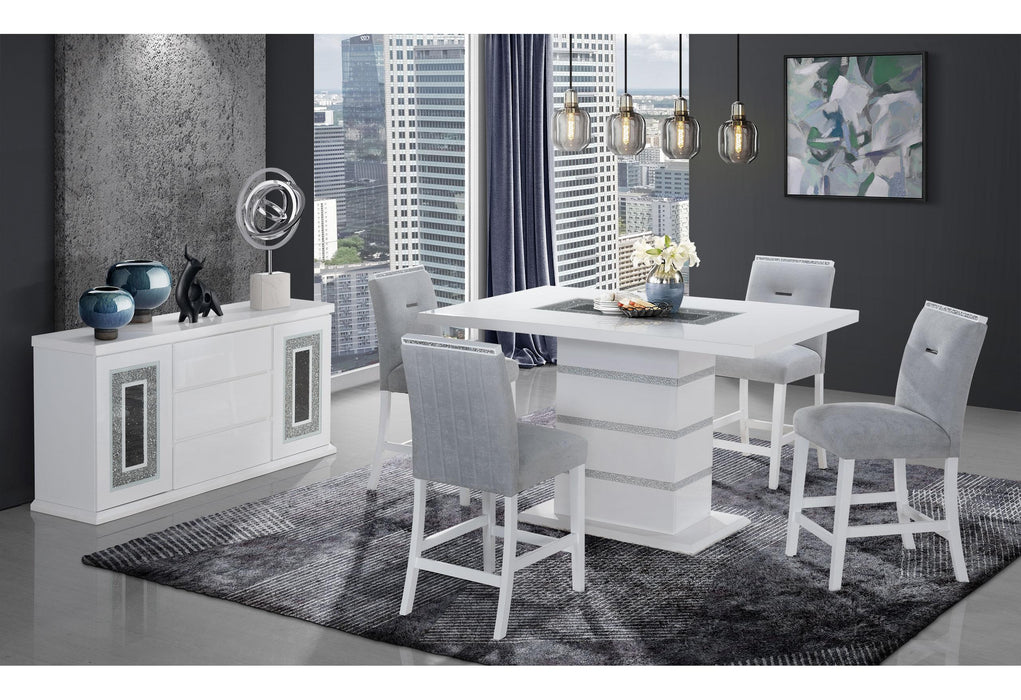 MONACO WHITE RECTANGULAR BAR TABLE + MONACO BS-N - Furniture Stars (Chicago, IL)