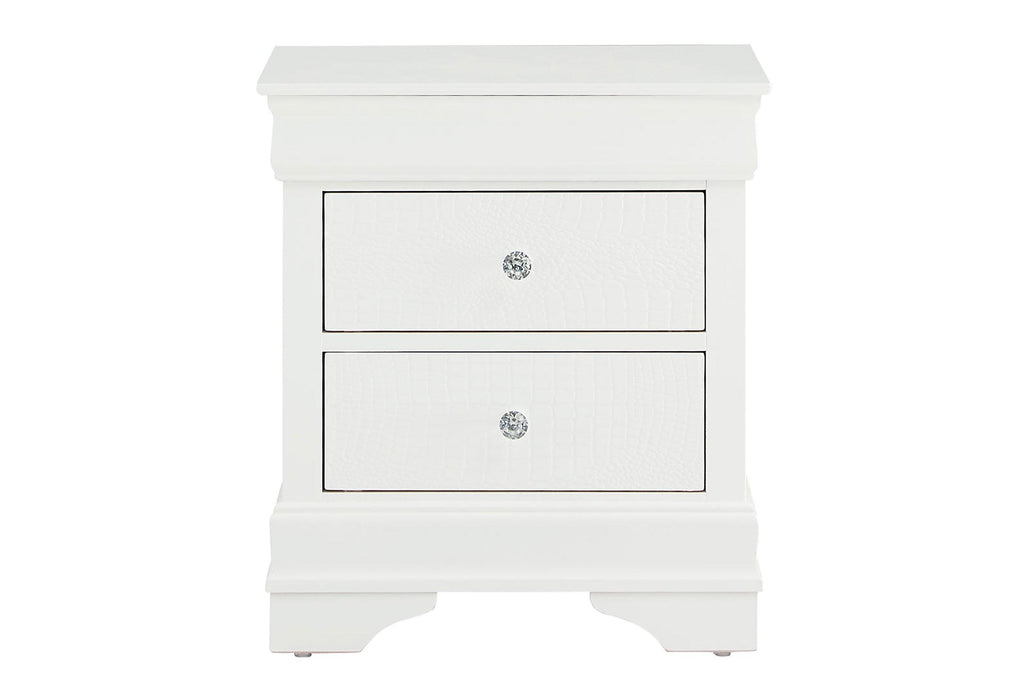 POMPEI METALLIC WHITE NIGHTSTAND - Furniture Stars (Chicago, IL)
