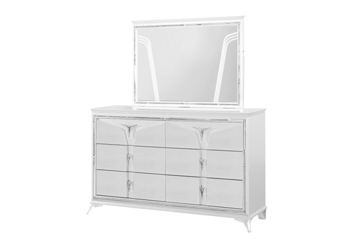 ROMO WHITE MIRROR WITH LED - Furniture Stars (Chicago, IL)